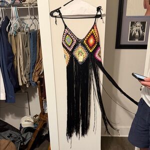 Colorful Crochet Fringe Top
